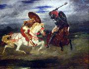 Eugene Delacroix Combat de chevaliers dans la campagne. Germany oil painting artist